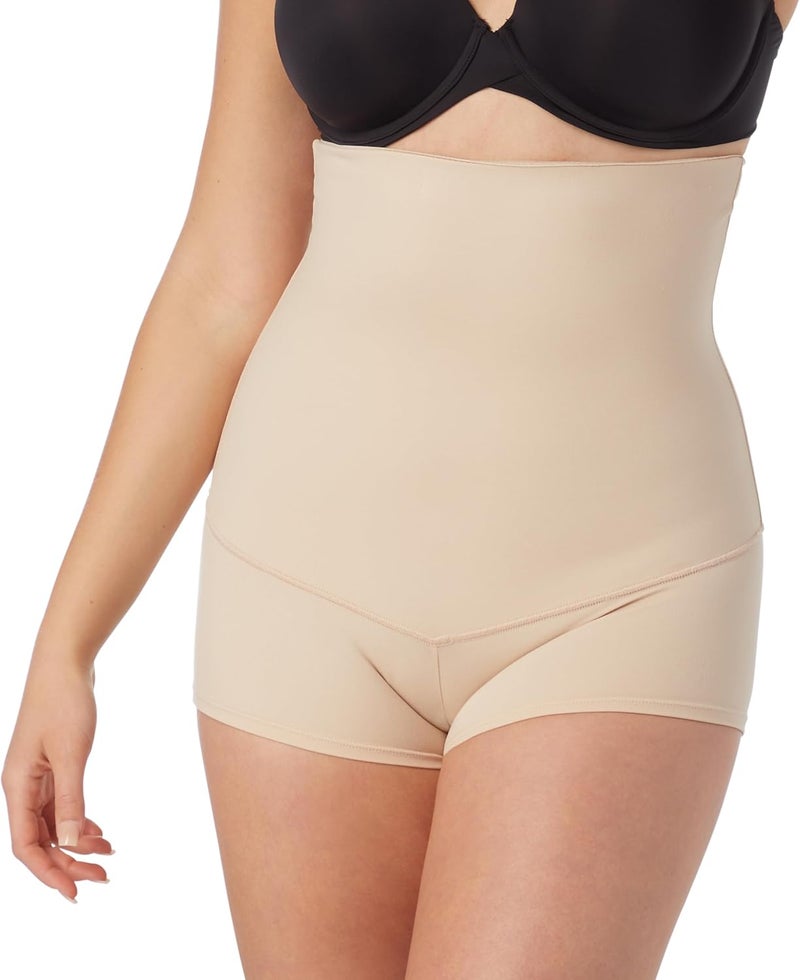 Maidenform Flexees Women's Shapewear Minimizing Hi-Waist Boyshort in Latte Lift, Size Small - Image 1